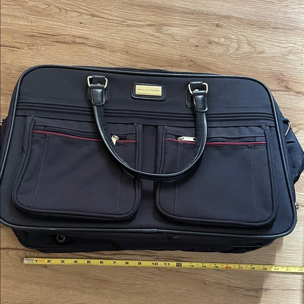 American Tourister Black Briefcase with Red Accents